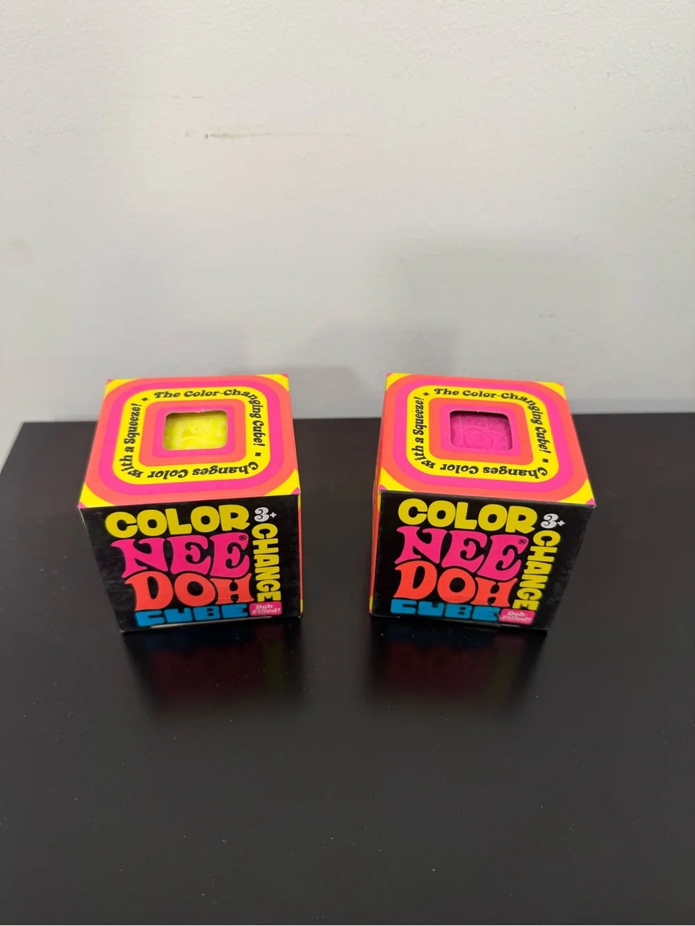NeeDoh Schylling Color-Changing Cube Doh-Filled set of 2 (Yellow & Pink) SEALED